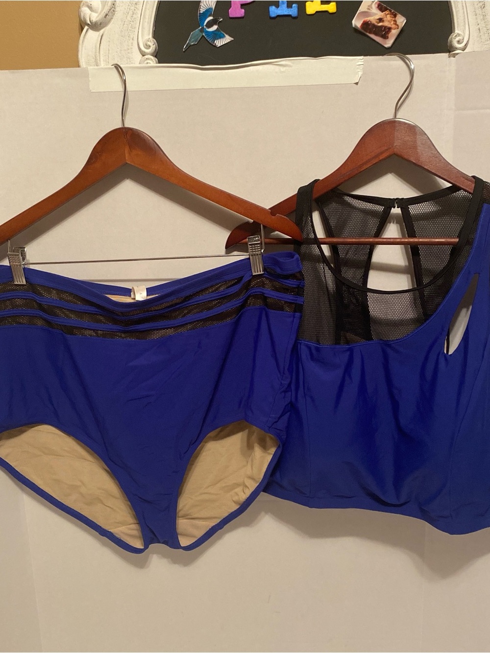 Natori Royal Blue & Black Mesh Bikini Set